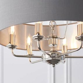 Endon 94373 - Luster na reťazi HIGHCLERE 6xE14/40W/230V šedá/lesklý chróm