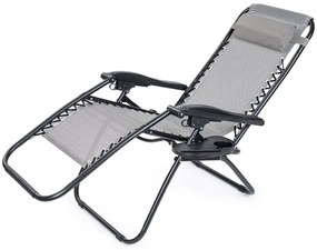 4Home Záhradné plážové polohovacie kreslo Relax, sivá