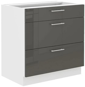 Kuchynská skrinka Lara 80d 3s Bb Mdf Šedá lesk