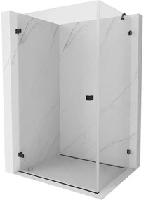 Mexen Lunar-B, výklopný sprchový kút ľavý 80 x 70 cm, 8mm číre sklo, čierny profil, 832-080-070-70-00-L