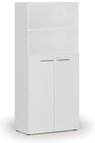 Kombinovaná kancelárska skriňa PRIMO WHITE, dvere na 3 poschodia, 800 x 420 x 1781 mm, biela