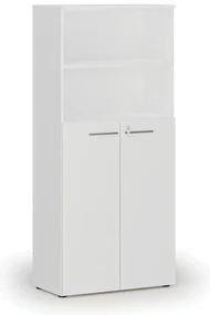 Kombinovaná kancelárska skriňa PRIMO WHITE, dvere na 3 poschodia, 800 x 420 x 1781 mm, biela