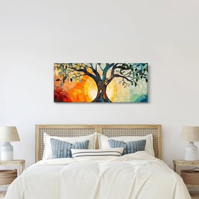 Obraz – Mozaika – slnko a strom I. (120x50 cm)