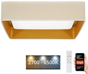 Brilagi-LED Stmieva­teľné svietidlo VELVET SQUARE LED/36W/230V Wi-Fi Tuya + diaľkový ovládač krémové