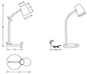 Stolová LED lampa Luis 3-stupňový stmievač, ružová