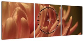 Obraz detailu kvety (s hodinami) (90x30 cm)