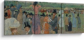 Obraz - Jean-Louis Forain, The Races at Longchamp, reprodukcia (s hodinami) (90x30 cm)