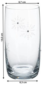 Kondela SNOWFLAKE DRINK, poháre na vodu, set 4 ks, s kryštálmi, 460 ml