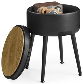 Kožený taburet CORE čierny