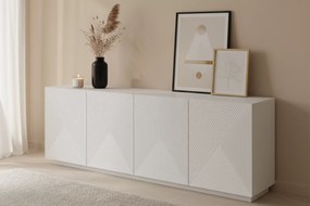 Štvordverová komoda Asha 200 cm - biely mat