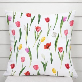 Biante Bavlnená obliečka na vankúš Sandra SA-506 Tulipány na bielom 30 x 50 cm