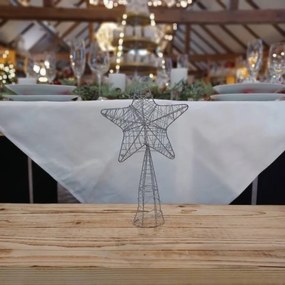 DECOLED Hvězda na špici stromu, stříbrná, 18 x 30 cm