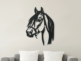 drevko Drevená nálepka Kôň s ohlávkou Rozmer obrazu: 44,5 x 32 cm, Farba dekorácie: Čierna