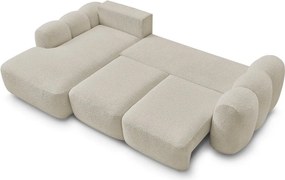 Béžová rozkladacia/s úložným priestorom rohová pohovka z textílie buklé (ľavý roh/s leňoškou) Montaigne – Bobochic Paris