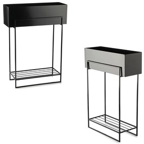 KOVOVÝ KVETINÁČ SO STOJANOM RECT 82X23X60 CM ČIERNA