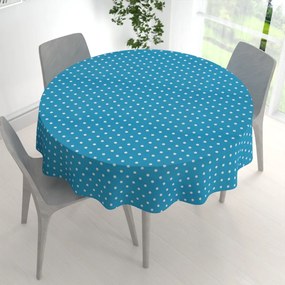 Biante Dekoračný okrúhly obrus Leona LN-021 Biele bodky na modrom Ø 110 cm