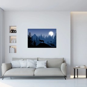 Obraz - Svorka vlkov za splnu (90x60 cm)