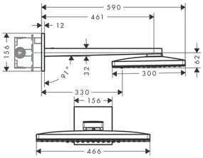 Hansgrohe Rainmaker Select, hlavová sprcha 460 2jet EcoSmart so sprchovým ramenom, biela/chrómová, HAN-24015400
