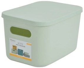 Svetlozelený plastový úložný box s vekom 24,5x18x15 cm – Homéa