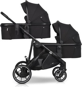 Súrodenecký kočík EasyGo Duoflex Ebony Black, 2 športové časti , 1 hlboká vanička