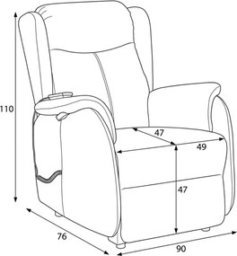 Polohovacie kreslo béžové, elektrické TV-L8902 LAN3