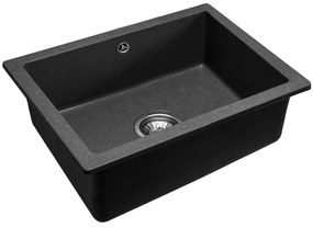 Rea Nels, 1-komorový granitový drez 560x465x200 mm, čierna škvrnitá, ZLE-00114
