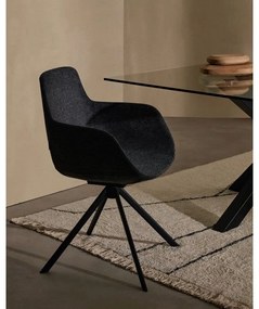 Tmavosivé čalúnené jedálenské kreslá v súprave s podrúčkami 2 ks Tissiana – Kave Home