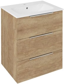 Sapho Sapho, CIRASA umývadlová skrinka 59,2x75x46cm, 3x zásuvka, dub Alabama, CR631-2222
