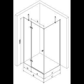 Mexen Roma, sprchovací kút 115 (dvere) x 120 (stena) cm, 6mm číre sklo, chrómový profil, 854-115-120-01-00