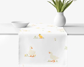 Goldea veľkonočný behúň na stôl 100% bavlnené plátno - kačice 20x140 cm