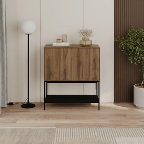 Skrinka v dekore duba v čierno-prírodnej farbe 80x90x40 cm Amira – Marckeric