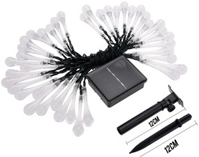 Bezdoteku LEDSolar 20 vianočné solárne reťaz kvapky studená biela, IPRO, 2W, studená biela