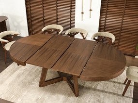 Moderný okrúhly rozkladací stôl OLGA orech