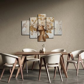Obraz - Dievča s ružami (150x105 cm)