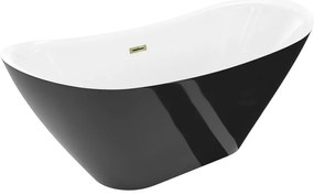 Mexen Lotos, voľne stojaca vaňa 140 x 75 cm, biela/čierna, zlatý lesklý prepad, 52051407775-50