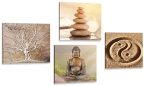 Set obrazov Feng Shui v béžových odtieňoch - 4x 60x60
