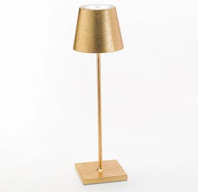 Stolná LED lampa Poldina s dekorom prenosná zlatá