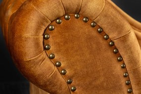 Leňoška CHESTERFIELD, zamatovo horčicovo žltá