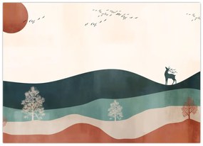 Sklenený obraz - Ilustrovaná krajina (70x50 cm)