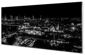 Sklenený obraz Nočná panoráma Varšavy mrakodrapov 120x60 cm