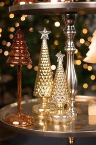 Zlatý svietiaci sklenený vianočný stromček Led S - Ø 8*23 cm