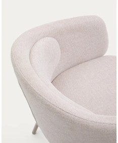 Béžové čalúnené jedálenské kreslo s podrúčkami Minda – Kave Home