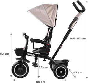 Detská trojkolka Tiny Bike 3 v 1 béžová so strieškou SP0650
