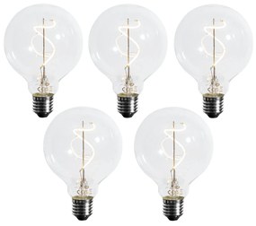 Sada 5 ks Stmievateľná LED žiarovka E27 so špirálovým vláknom G95 4W 270lm 2700K