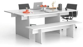 Stôl jednací SOLID + 1x prísed, 2100 x 1250 x 743 mm, biela
