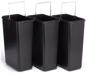 Oceľový odpadkový kôš 3x8 l na triedený odpad/nášľapný v matne striebornej farbe Tri Selectif – MSV