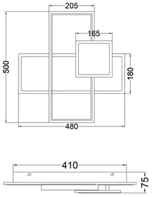 Zlaté chrómové stropné svietidlo SALO LED s geometrickým rámom