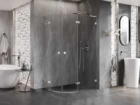 Mexen Lunar, L pravý polkruhový sprchový kút 100 x 90 cm, 8mm číre sklo, chrómový profil, 833L-100P-090L-01-00