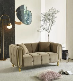 Dvojmiestna pohovka Alma 155 cm taupe/zlatá