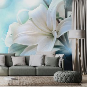 Samolepiaca tapeta kvet ľalie na abstraktnom pozadí